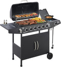 6 Burner Propane Gas Grill, 59,000 BTU Gas Grill with Side Burner, BBQ Grill with Cast Iron Grates, Stainless Steel Frame, 576 Sq In Cooking Area, Outside Grill for Patio Backyard, Patio