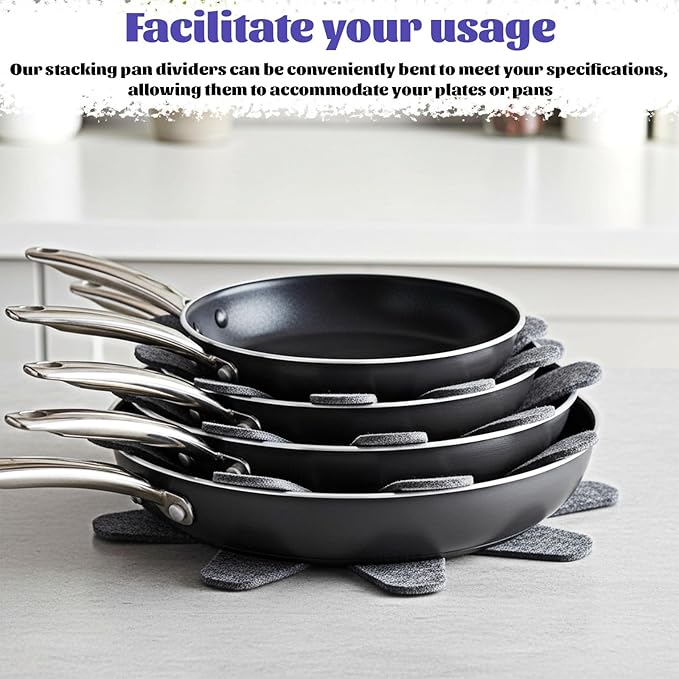 40 PCS Pot Protectors, 5 Different Sizes Pot and Pan Protectors Non-Slip Pan Separators for Stacking Scratch-Resistant Larger and Thicker for Stacking and Separating Cookware-Grey
