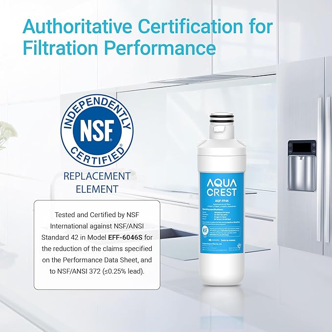 AQUA CREST LT1000PC ADQ747935 Refrigerator Water Filter and Air Filter, Replacement for LG® LT1000P®/PC/PCS, LMXS28626S, LFXS26973S, MDJ64844601, ADQ74793501, ADQ74793502 and LT120F®, 4 Combo