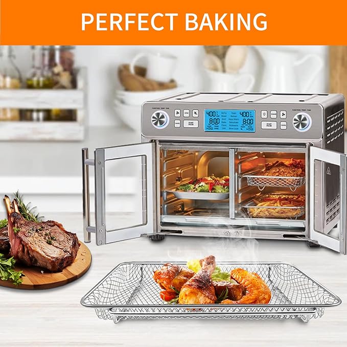 Air Fryer Basket Replacement for Emeril Lagasse Dual Zone 360 Air Fryer Oven 25 QT, 11.6" x 6.9" Non-stick Mesh Convection Toaster Oven Wire Rack Accessories Parts, Dishwasher Safe