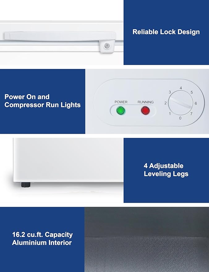 BLACK+DECKER 16.2 Cu. Ft. Chest Freezer, Deep Freezer with Top Opening, Freezer Chest with 2 Removable Storage Baskets, Mechanical Temperature Control, Manual Defrost, R600a Refrigerant,BCF1620E,White