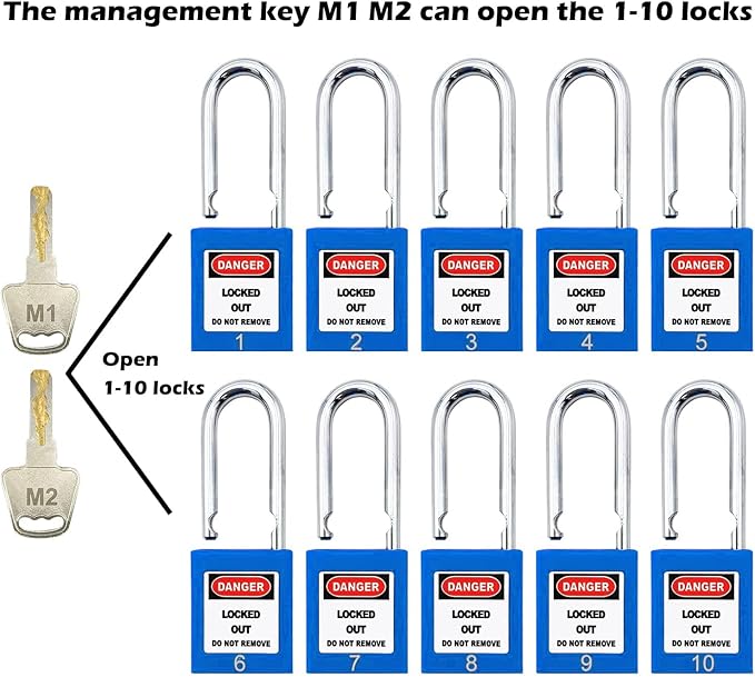 Lockout Tagout Locks, Safety Padlocks, Loto Keyed Differently Lock Out Tag Out Device Plastic with Lockout TagOut Tags