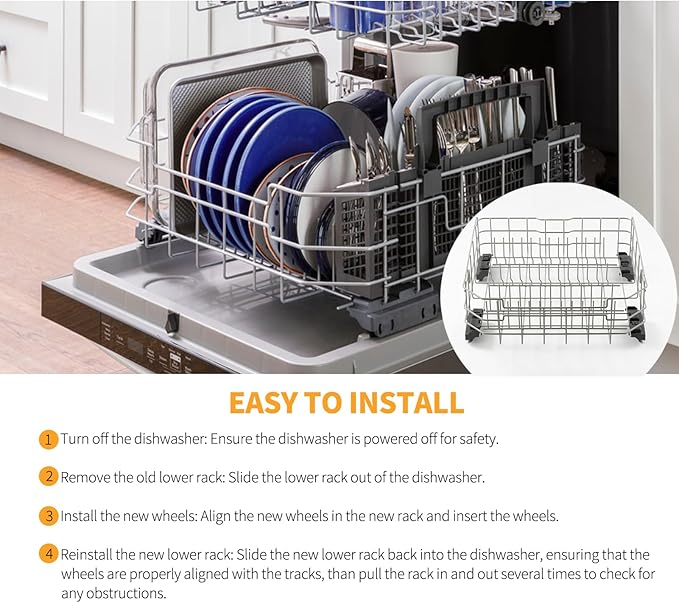 Allstare WD28X26099 WD28X34744 Dishwasher Lower Rack Replacement Parts for GE Dishwasher Parts GDF510PSR3SS GDF510PSM0SS GDF535PSR0SS Lower Dishrack Assembly GE Dishwasher Bottom Rack 1 Pack