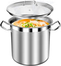 Stainless Steel 20 Quart Stockpot with Tempered Glass Lid, 3-Ply Base, 8.8 lbs, Polished Finish, Suitable for Stovetop and Oven