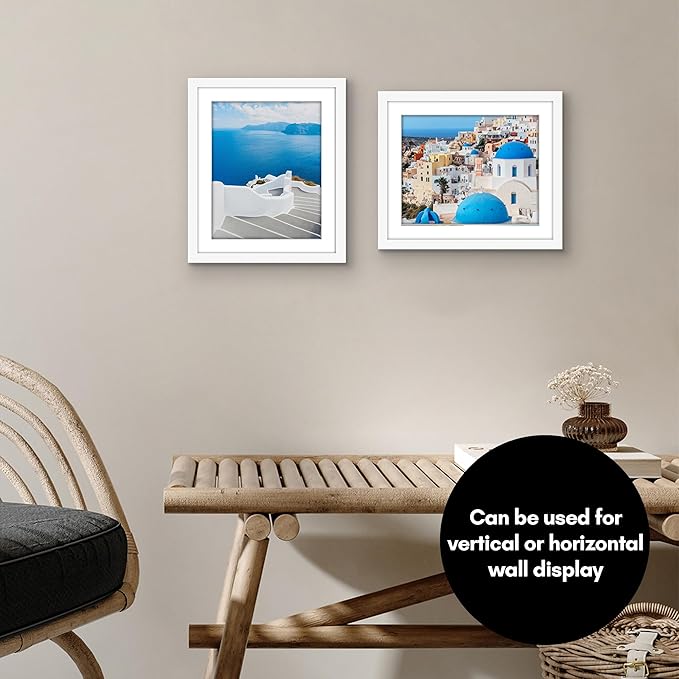 Americanflat 10x12 Picture Frame with Shatter-Resistant Glass - Use as 8x10 Frame with Mat or Display 10x12 Photo Without Mat - Signature Collection - Picture Frames for Wall Display - White