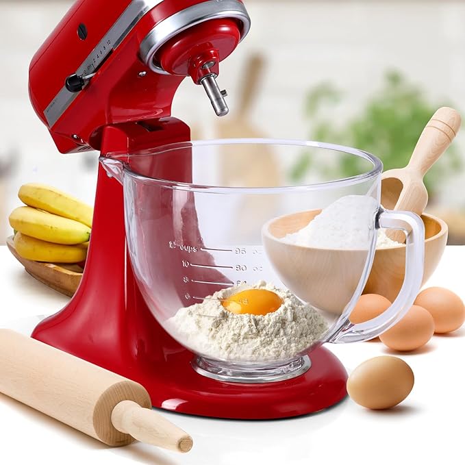 Gdrtwwh Glass Bowl for KitchenAid 4.5-5 Quart Tilt-Head Stand Mixer,Replacement with KitchenAid Artisan Mixer Glass Bowl