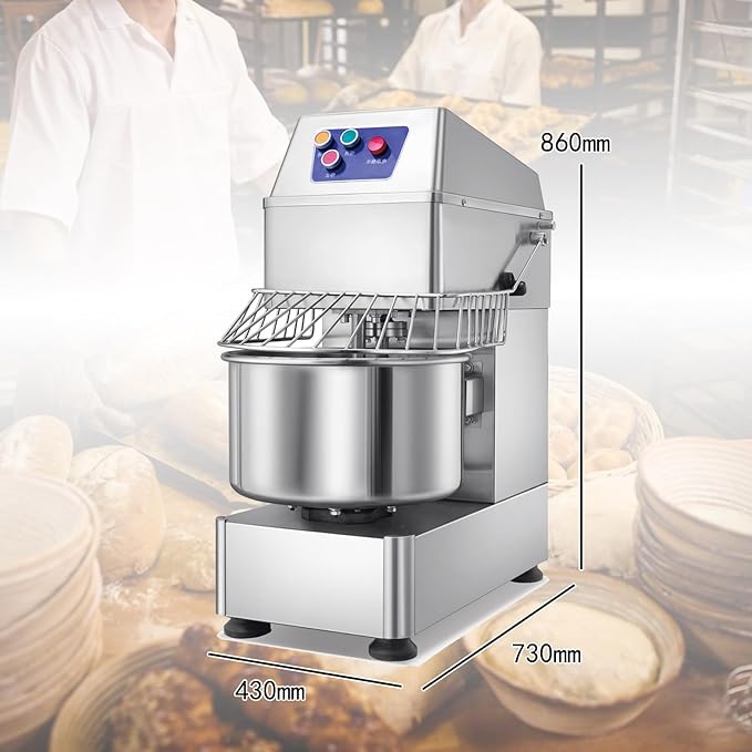 Commercial Dough Mixer Dual Rotating,31QT Two Speeds Mixing Dough Kneading Machine,Electric Dough Kneading Machine for Restaurant Pizzeria,Safety protection device & Timer Included