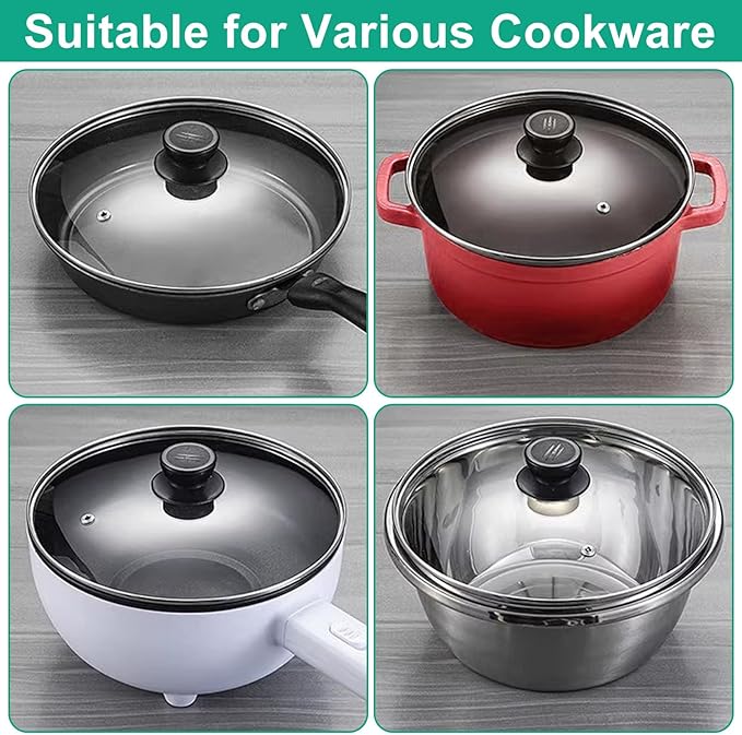 Pan Lid 12 Inch, Round Tempered Glass Lid, Universal Pot Lids with Heat Resistant Handle, Replacement Pan Cover for Pans and Skillets, Dishwasher Safe