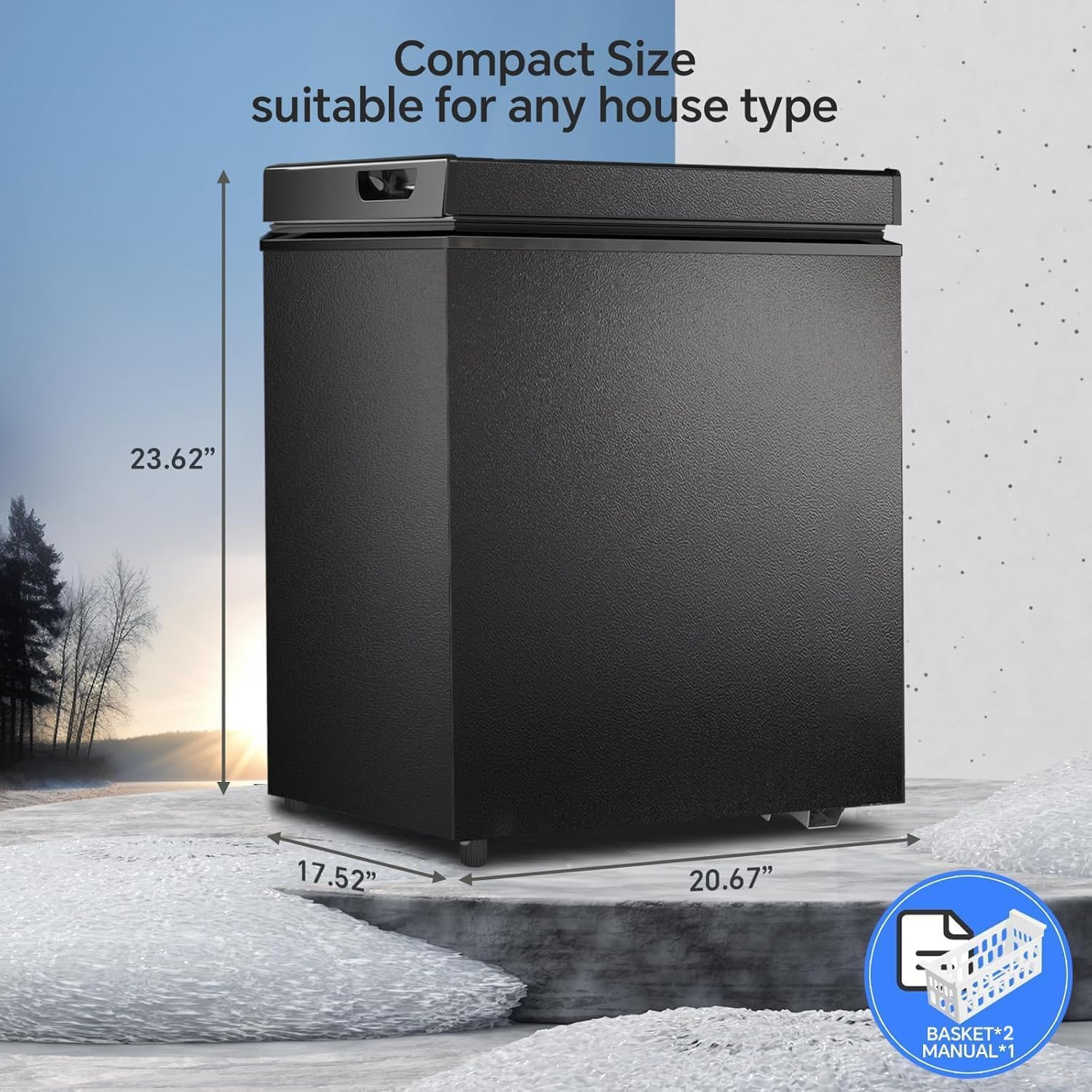 Kismile 2.0 Cubic Feet Chest Freezer, Compact Deep Freezer for Home, Black