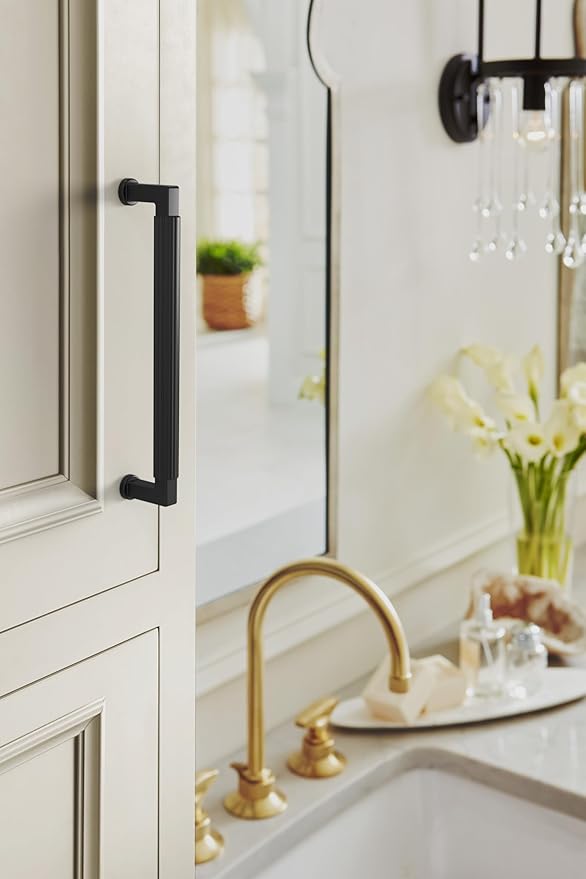 Amerock Ballard 6-5/16 inch (160mm) Center-to-Center Matte Black Cabinet Pull, BP37645MB