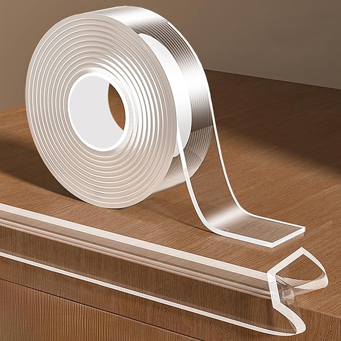 0.8 in x 9.84 FT,Clear Edge Protector Strip Sharp Edge Wrap Cover Tape, Self Adhesive Protective Bumper Guards for Cabinet Door Desk Glass Table Bed Furniture, Kitchen Countertop, Waterproof