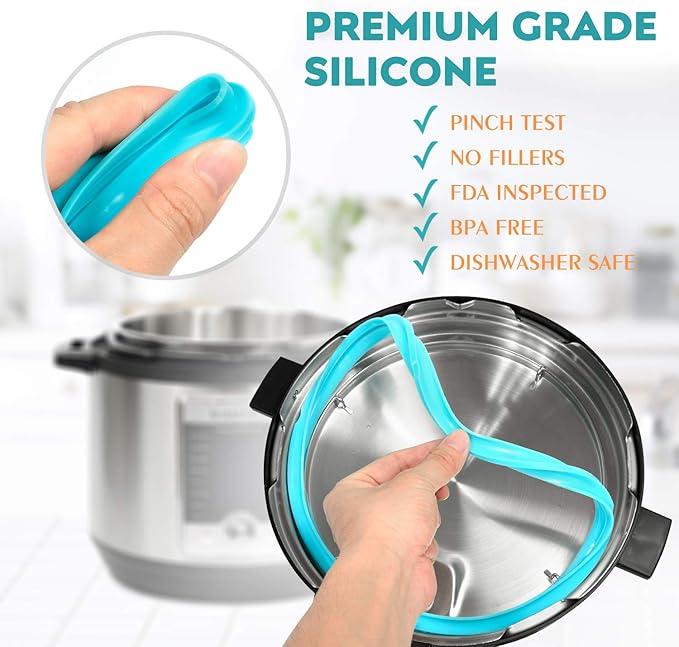 3-Pack 6QT Silicone Sealing Rings with Steam Release Valve - Compatible with Instanpot Ultra & 6 Quart Models (Duo, Lux, Duo Plus, Ultra, Viva) - Dishwasher Safe.