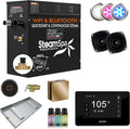 SteamSpa Steam System 4.5kW Steam Shower Generator with Bluetooth Wifi, Quickstart Continous Steam, Advanced Touch Pad Screen, Chroma Lights, Drain Pan and Auto Drain Gold RVBS450GD-A
