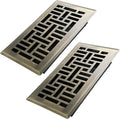 4x8 Inches 2 Pack Heavy Duty Walkable Floor Register Easy Adjust Air Supply Lever Floor Vents - Seattle Design - Vent Cover for Home Floor - Antique Brass