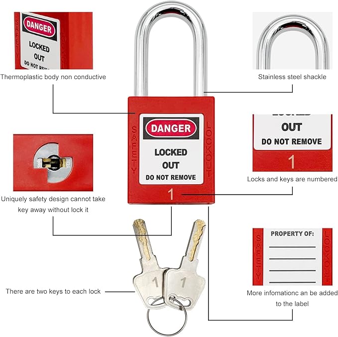 Lockout Tagout Kit - Clamp-On Circuit Breaker Lockout, Group Lockout Hasps, Lockout Tag, Universal Multi- Pole Breaker with Tool Box