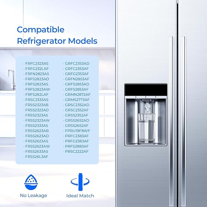 PWF-1 FPPWFU01 Water Filter, Compatible with Frigidaire FPPWFU01 PurePour PWF-1, Frigidaire FRFC2323AS, FRFN2823AS, FRFS2823AD, FRFS282LAF, FRSS2623AB, FRSS2623AW, 2 Pack