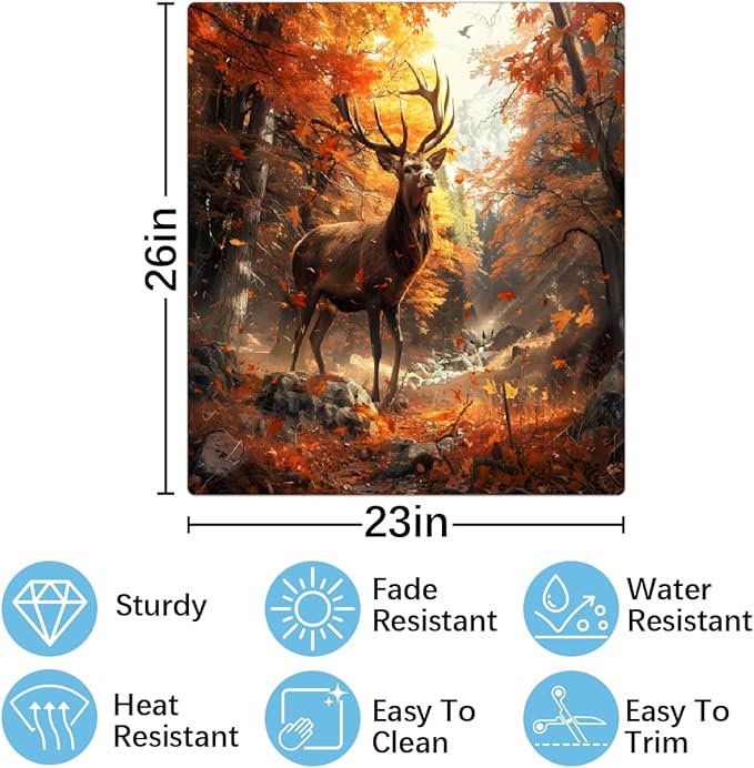 Dishwasher Magnet Cover Front Dishwasher Cover Decoration Reusable Magnetic Door Cover Panel Decal Home Appliances Stickers Kitchen Refrigerator Fridge Autumn Forest Deer 23"x26"