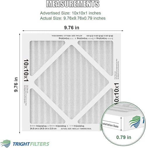 10x10x1 Air Filter 6 Pack, Durable MERV 8 Pleated Home HVAC AC Furnace Filters, Lightweight Compact Air Conditioner Filter Replacement