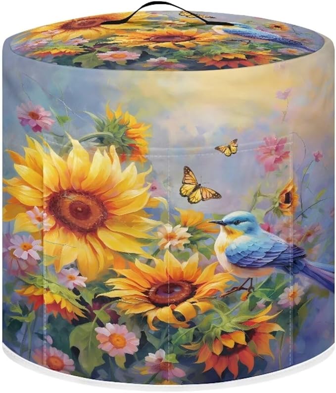 Flashideas Sunflower Bird Pressure Cooker Cover for Women Dust-proof Cover for Rice Cooker Air Fryer Kitchen Appliance Covers with Top Handle and Pocket Home Kitchen Decor Gifts for Friends