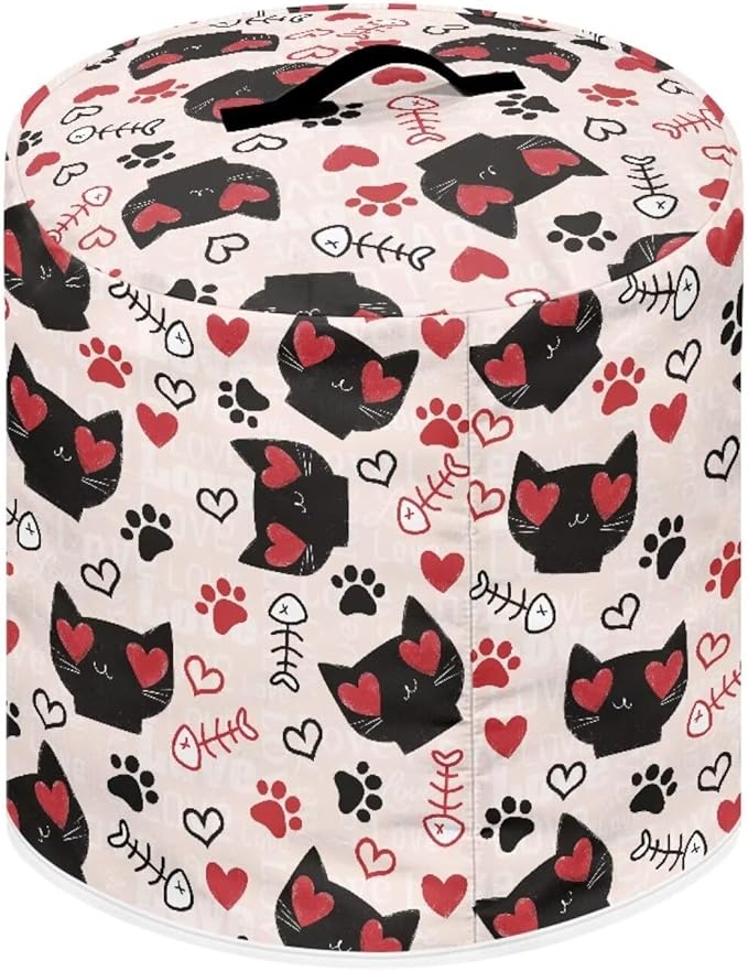 TODIYADDU Heart Eyes Cat Pressure Cooker Cover with Pocket Novelty Air Fryer Cover Dust Cover Insulated Kitchen Appliance Cover Protector for Pressure Cooker Instant Pots Accessories Holiday Present