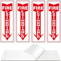 Fire Extinguisher Sign, (4 Pack) Self Adhesive Fire Extinguisher Sticker Signs for Indoor Outdoor, Rust Free Reflective Aluminum Metal Signs for Wall and Door (12 x 4 inches, White/Red)