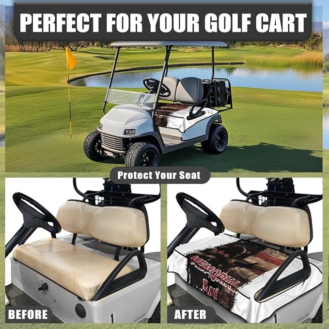 Golf Cart Seat Cushion Cover Designed to Protect Seats from Moisture and Dirt, Featuring Soft Microfiber Fabric and Waterproof Construction
