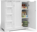 Gizoon Storage Cabinet, Bathroom Floor Cabinet, Kitchen Pantry, Side Storage Organizer with 4 Drawers & Double Doors, Adjustable Shelf, for Bathroom, Living Room, Entryway, White