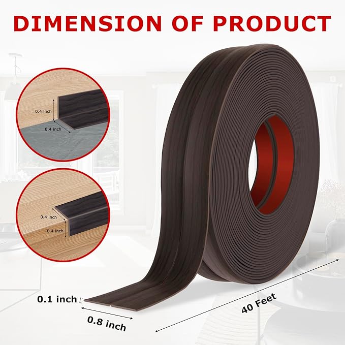 Flexible Wall Corner Protector Moulding Trim Peel and Stick Wall Corner Guards Edge Protector Self Adhesive Molding Trim Strip for Edge Ceiling (Dark Walnut Wood Grain, 0.8 in x 40 Ft)