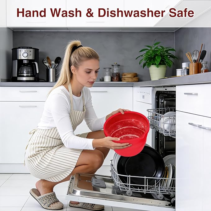 Silicone Bowl Liners for Kitchen,Silicone Liners Mixer for 5 Qt Tilt-Head KitchenAid Mixers,Mixer Bowl Accessories and Attachments with Lids,Red