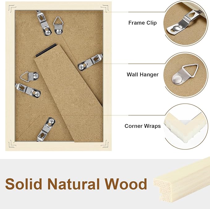 Vittanly 4x6 Picture Frame Set of 2, Solid Wood Frame for Wall or Tabletop, Display Photo 3.5x5 with Mat or 4x6 without Mat, White