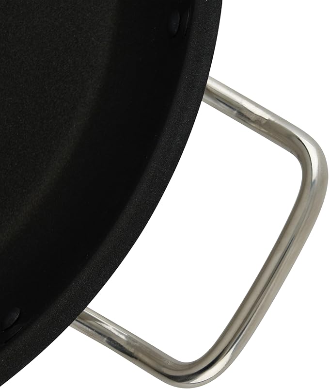 Winco Commercial-Grade Stainless Steel Fry Pan with Helper Handle, Non-Stick, 14"