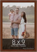 wallsthatspeak 8x9 Dark Walnut Rustic Pine Picture Frame for Puzzles Posters Photos or Artwork