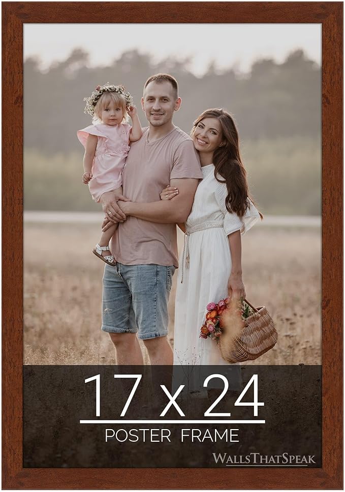 wallsthatspeak 17x24 Dark Walnut Rustic Pine Picture Frame for Puzzles Posters Photos or Artwork