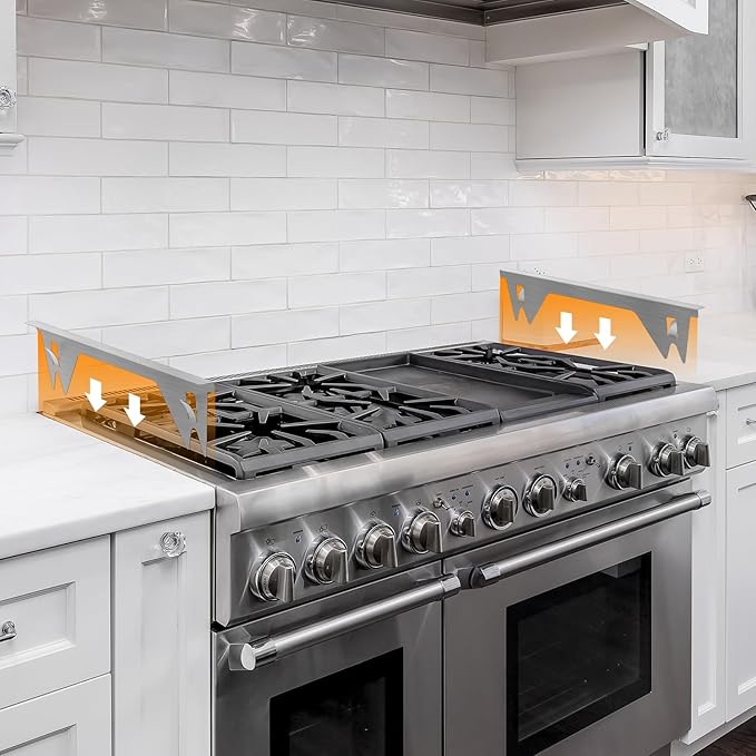 2PCS Stove Gap Covers Stainless Steel, Stove Gap Filler, Oven Gap Filler, Oven Side Gap Filler, Range Trim Kit, Heat Resistant and Easy to Clean, Length 23.4" Width 0.79"(Silver)