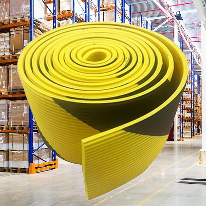 Heavy Duty Wall & Corner Guards 5m Corrugated Self-Adhesive NBR Rubber Protection with Yellow/Black Stripes for Parking Columns & Garage Safety(5PCS,20 cm)