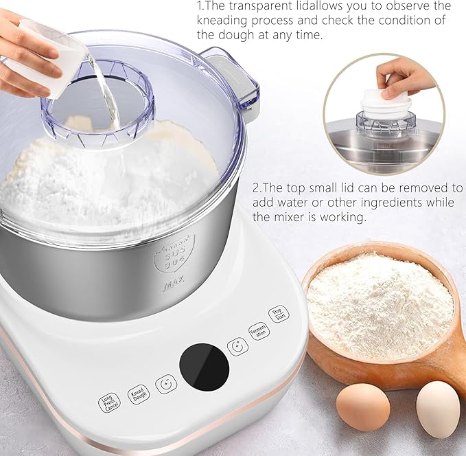 AIZIYO DoughChief, 5.3QT Dough Maker, Dough Mixer with Ferment Function, 304 Stainless Steel Bowl, Removeable lid, Face-up Touch Panel, Electric Dough Proofing Box for Pizza, Bread, Pasta & Mochi