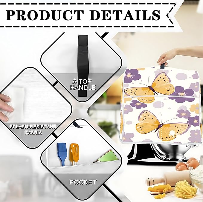 Mixer Dust Cover for 6-8 Qt Stand Mixer, Cloth Cover with 2 Storage Pockets for Stand Mixer Protective Covers Large for 6-8 Quart Mixer