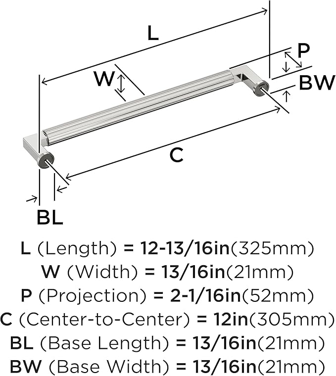 Amerock Ballard 12 inch (305mm) Center-to-Center Polished Nickel Appliance Pull, BP37650PN