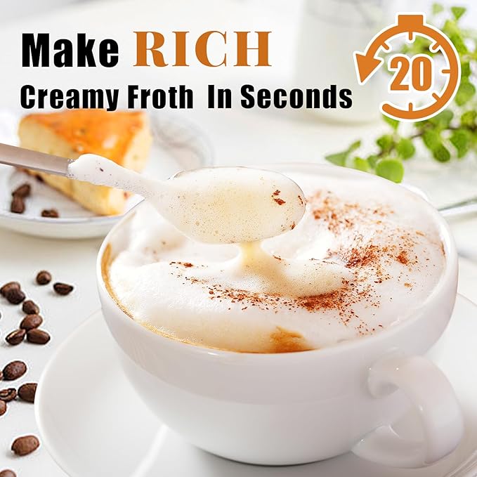 Nahida Turquoise Milk Frother Wand for Coffee, Frother Handheld Rechargeable Electric Whisk with 3 Heads 3 Speeds Drink Mixer Coffee Frother Foam Maker For Latte, Cappuccino, Hot Chocolate, Egg