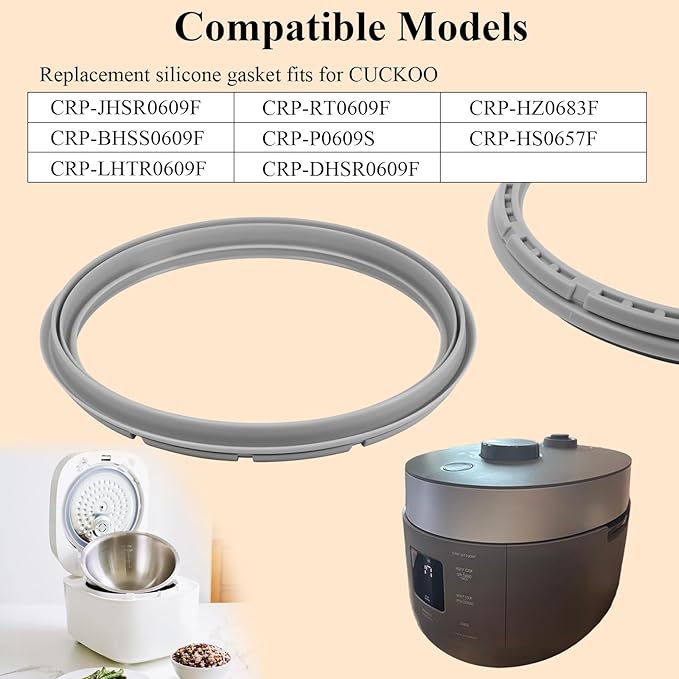 2 Pcs CCP-DH06 Silicone Pressure Rice Cooker Gasket, Compatible with 6-Cup IH Cooker Models, Replacement Dual Motion Rubber Packing, Replacement Silicone Gasket, Replacement rubber packing/gasket