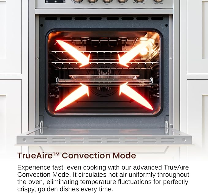 Rangaire RRE241TS 24" Electric Range Oven with Timer - Stainless Steel, Infrared Stove Burners, True Convection, Easy Reach Racks