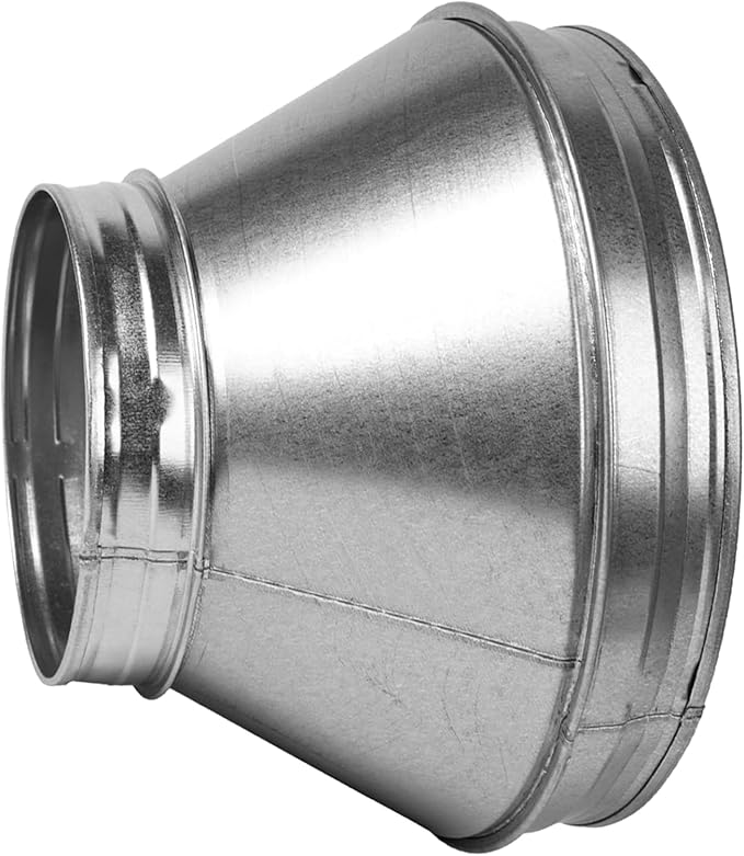12"" to 5"" Inch Round Duct Reducer - Galvanized Steel Pipe Increaser - Coupling for Round Duct Ventilation Systems - Heating & Cooling, HVAC, Gray