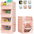 TidyFriend Stackable Storage Bins for Pantry, 4 Pack Stackable Bins For Organizing Food, Kitchen, and Bathroom Essentials (Cream)