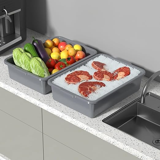 Sadstory 13 L Commercial Bus Tub Tote, Plastic Bus Tubs, 4 Packs, Gray