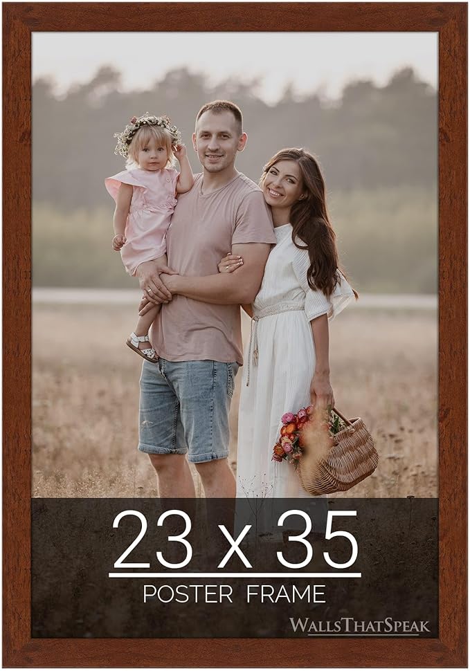 wallsthatspeak 23x35 Dark Walnut Rustic Pine Picture Frame for Puzzles Posters Photos or Artwork
