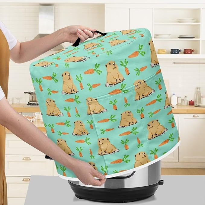 Pressure Cooker Cover for Women,Groundhog Carrot Insulated Rice Cooker Cover with Easy to Clean Lining Waterproof Dust Cover with Pockets for Instant Pot 6 Quart Appliance Cover