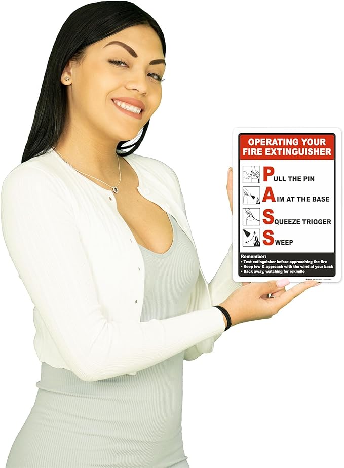 Brimar - 7 x 10" - Operating Your Fire Extinguisher Sign - 3.5 Mil InfiniStick™ Vinyl Label - Easy Installation - Universal Application