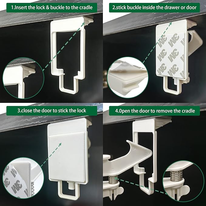Vmaisi 20 Pack Cabinet Locks Child Safety Latches - Baby Proofing Cabinets Drawers Lock - Upgraded Stronger Adhesive Easy Installation - No Drilling
