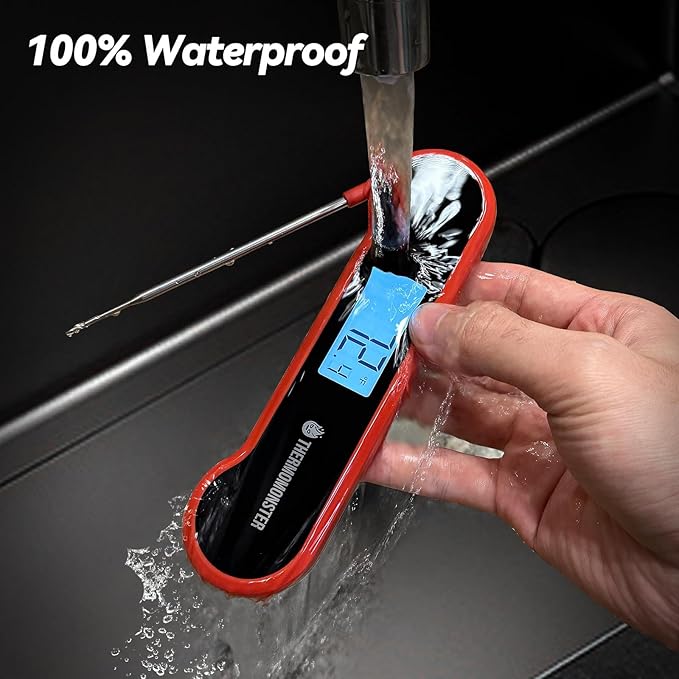 0.5 Sec Instant Read Meat Thermometer Digital with ±0.5℉ Precision, Food Thermometer for Cooking Kitchen Gadgets, Oven Grill Candy BBQ Essentials Accessories, Gifts for Him Dad Men Birthday, Red