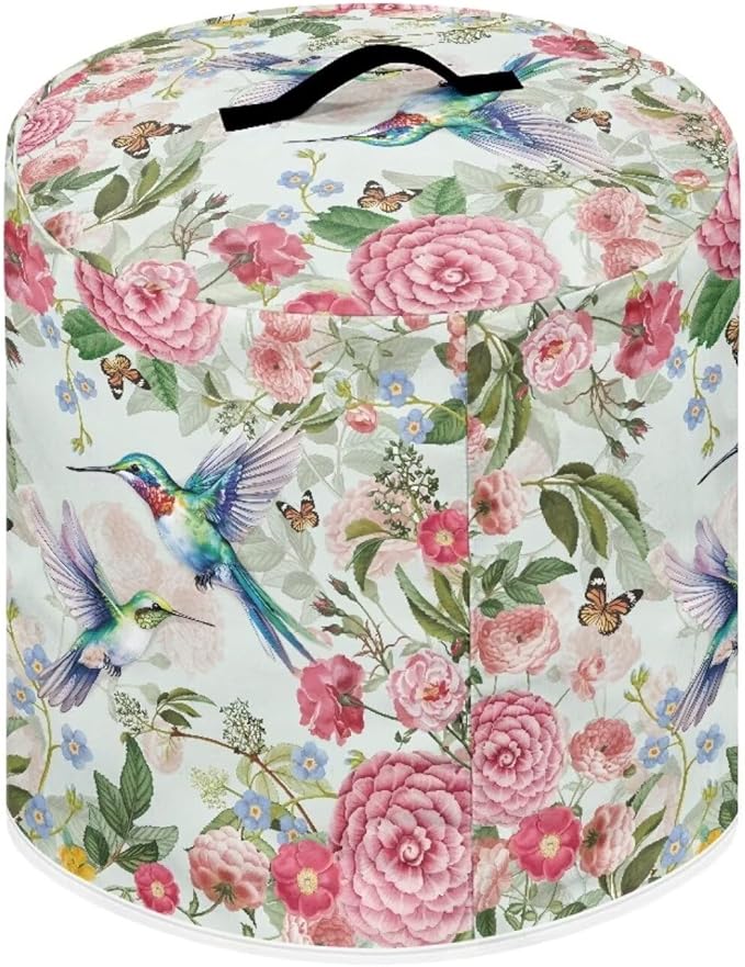 Flashideas Flowers Hummingbirds Dust Cover with Pocket for Instant Pot, Rice Cooker and Air Fryer, Round Pressure Cover Dust-Proof Stain Resistant Electric Appliance Cover Easy to Clean